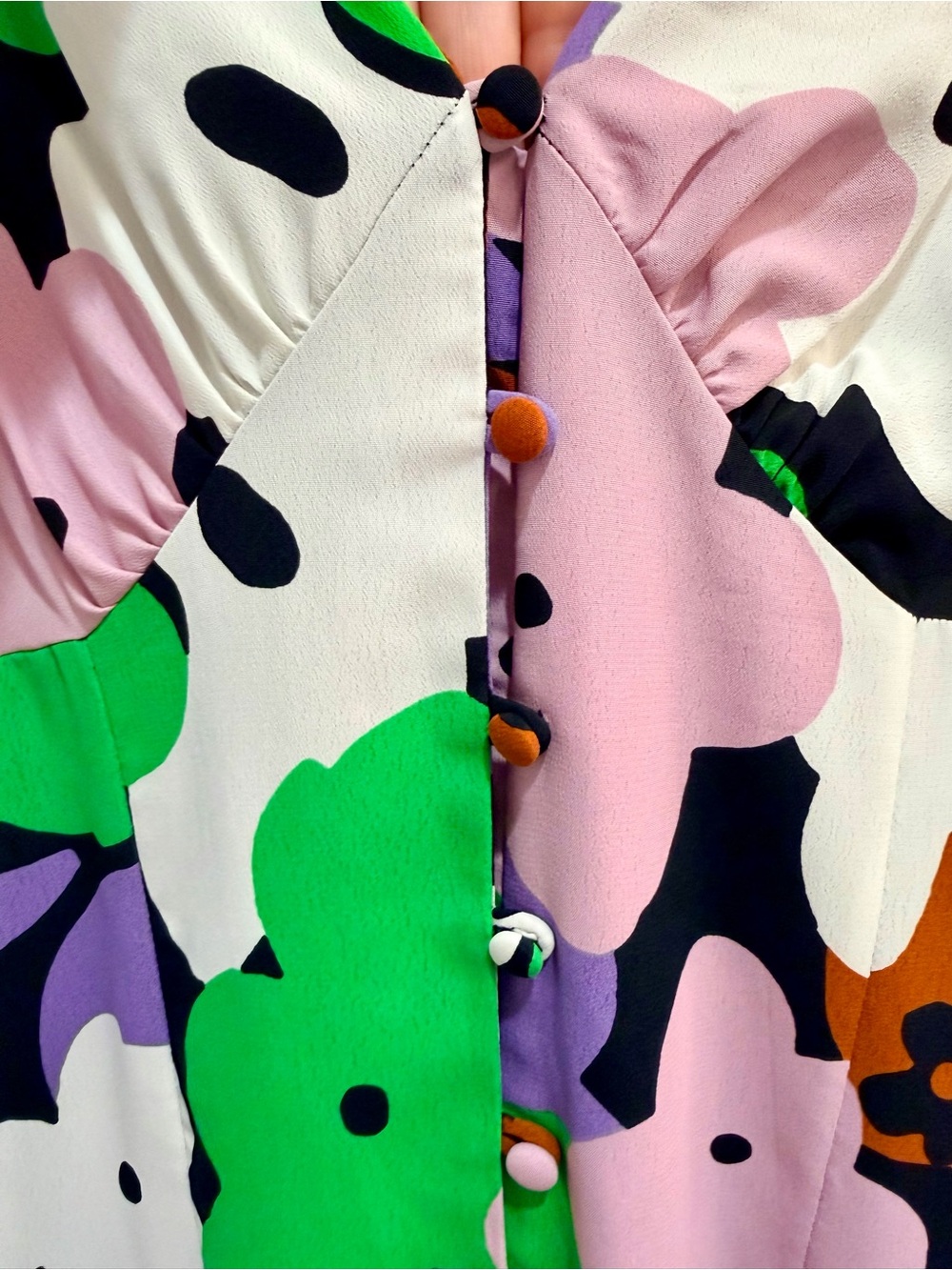 Sold Topshop Mixed Print Floral Polka Dot Midi Dress Multi-Color Flutter Sleeve - Picture 8 of 13